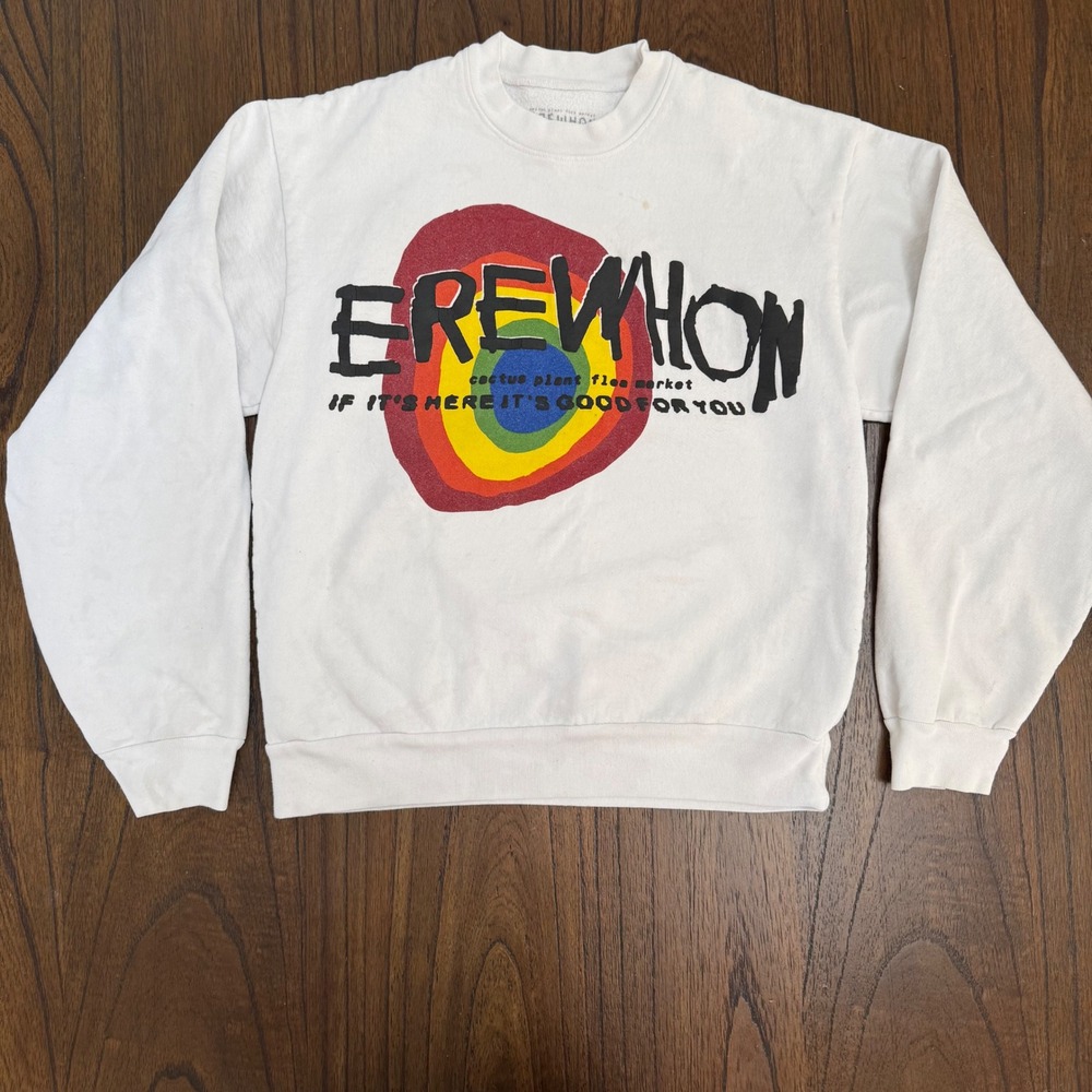 Cactus Plant Flea Market Erewhon Rainbow Puff Print Sweatshirt Cream Medium